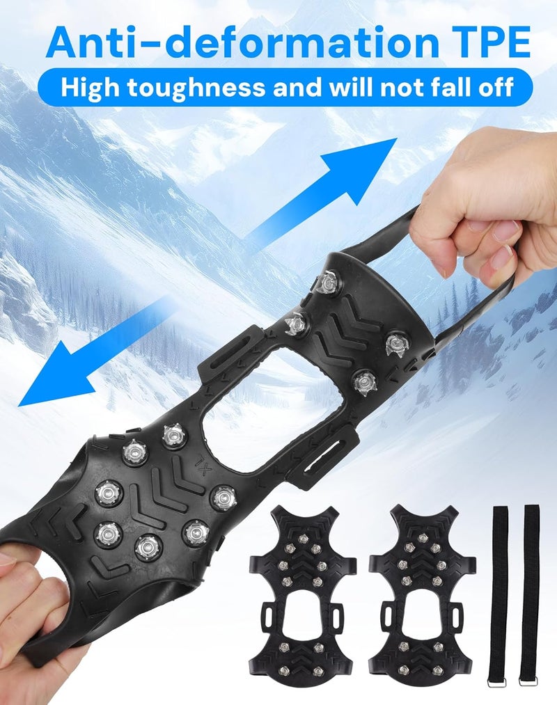 Nullyda Crampons Ice Cleats for Shoes and Boots, Silicone Stainless Steel Grippers with 10 Stainless Steel Spikes Traction Cleats for Ice and Snow for Winter Walking, Hiking, Climbing, and Fishing - Image 3